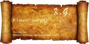 Klausz Gergő névjegykártya